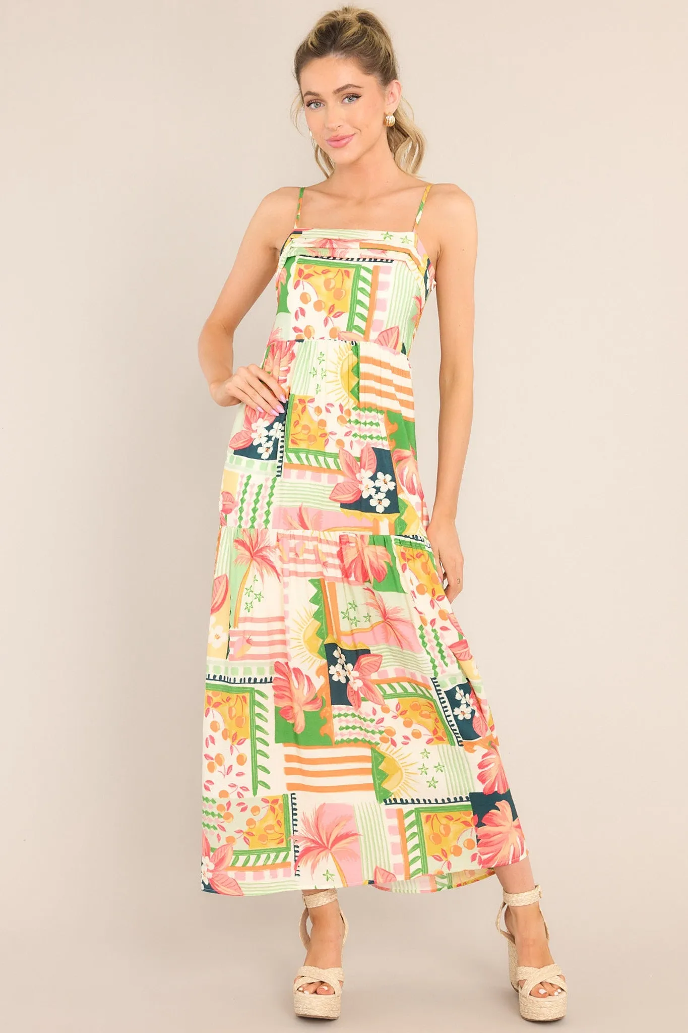 Beach Bonanza Tropical Multi Print Maxi Dress