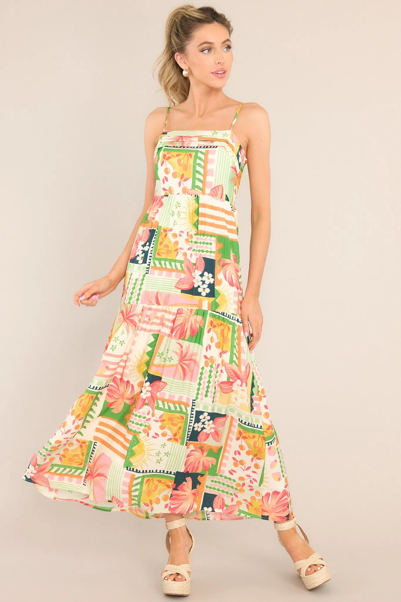 Beach Bonanza Tropical Multi Print Maxi Dress