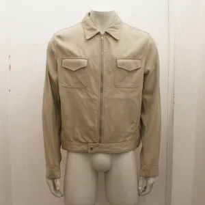 Beige Cotton Silk Twill Denim Style Jacket