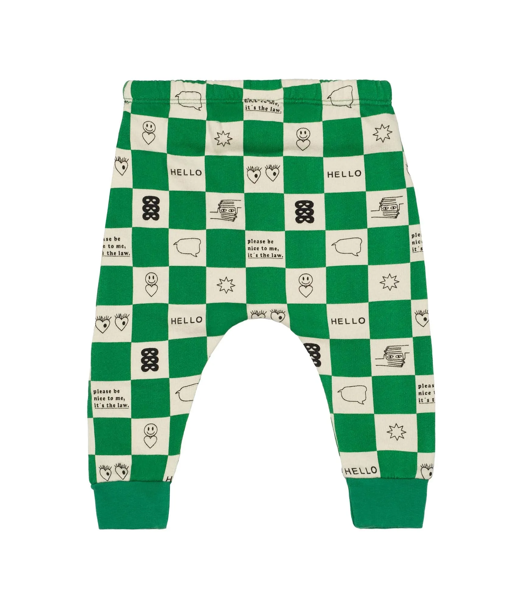 BL026-True Green Comic Book Check Baby Sweatpants