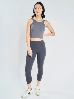 Easy Stretch Crop 21” *Seamless Leggings in Charcoal Blue