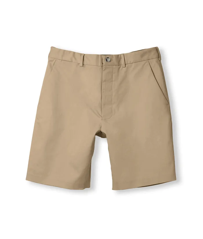 Flat Front 'Fordham' Easy-Care Chino Twill Short with Magnetic Closures - Khaki