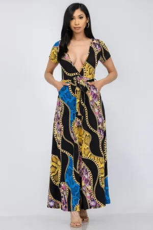 HH517X-CHAIN - SHORT SLEEVE MAXI DRESS