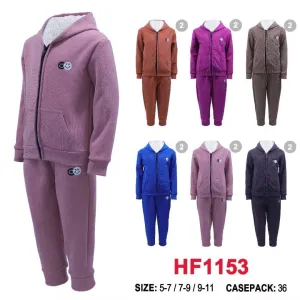 Kids Children Girls Boys Winter Warm Pants Lining Leggings And Zipper Jacket W/Hoody HF1153