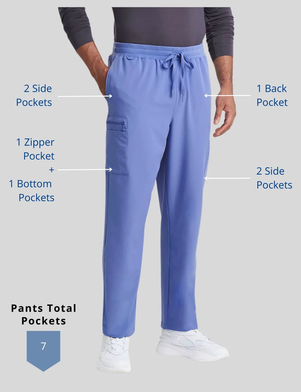 Mens 7-Pocket Straight Leg Scrub Pants - Ceil