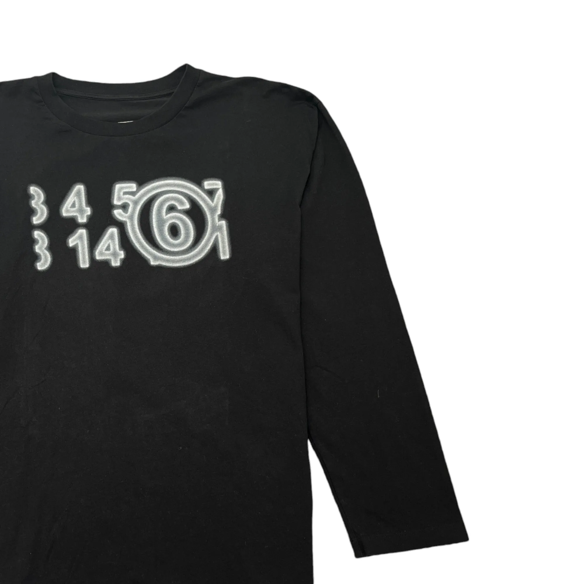 Men's Numbers Logo Long Sleeve T-Shirt Black Size M