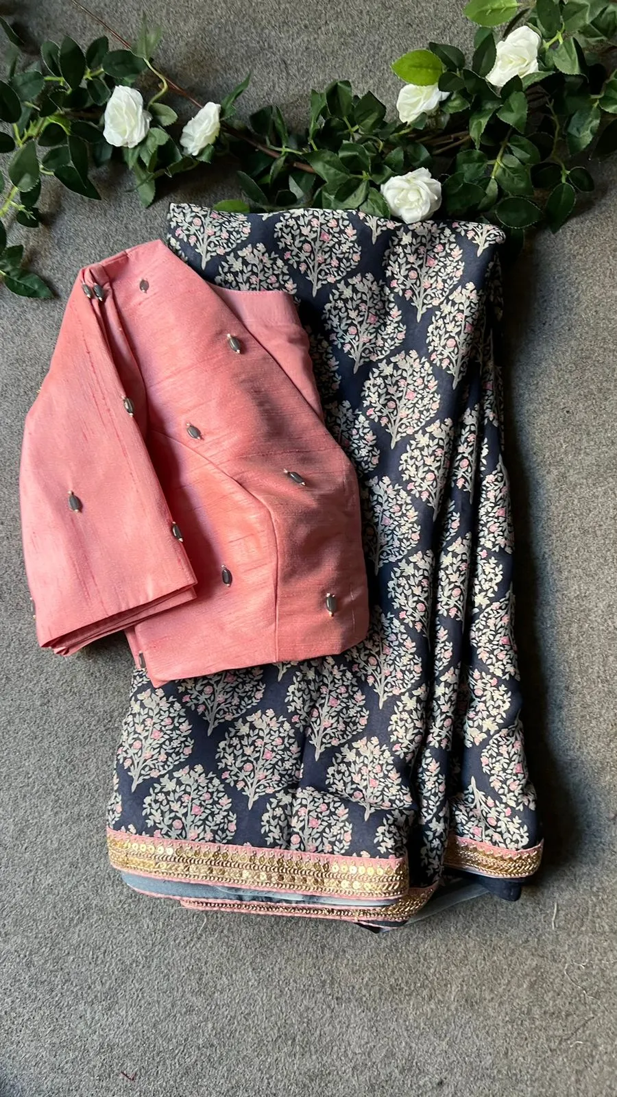 Pink silk beads handworked blouse ( only blouse )