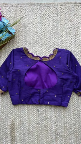 Purple silk hand worked blouse