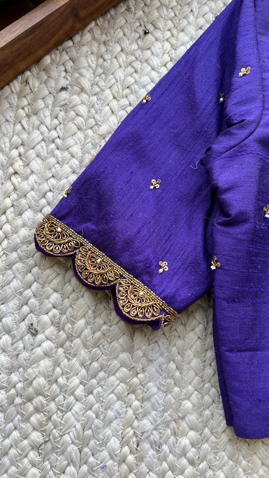 Purple silk hand worked blouse