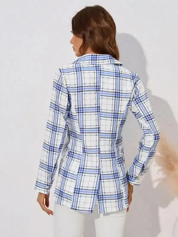 Women’s casual plaid print lapel blazer